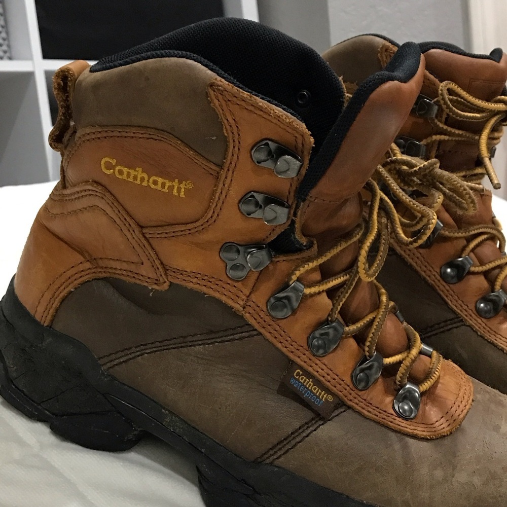 Carhartt Men's Brown and Tan waterproof steel toed Leather Boots - Picture 4 of 12